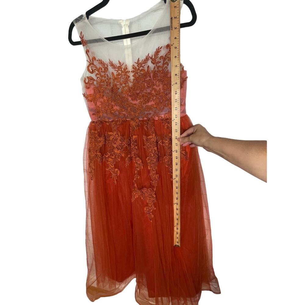 Vintage 1950s Embroidered Tulle Ballgown Couture Prom Dress Orange MINT Size 4 - Picture 15 of 15